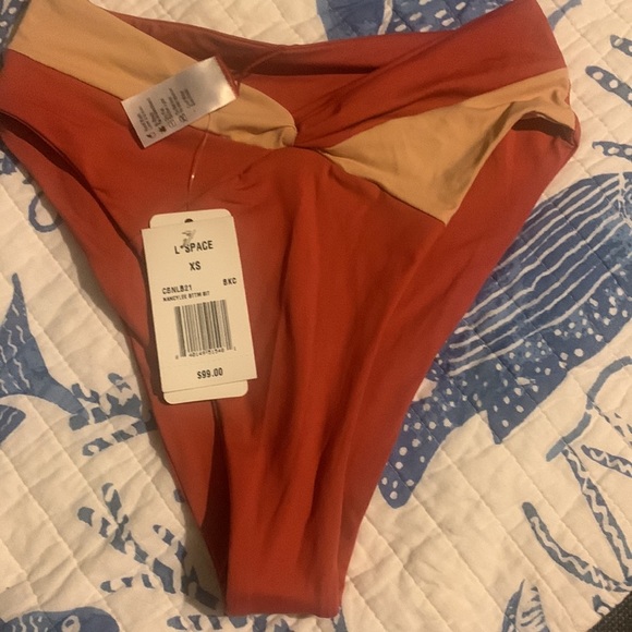 NWT L*Space Nancy Lee Bikini Bottom Brick & Champagne - Picture 5 of 15